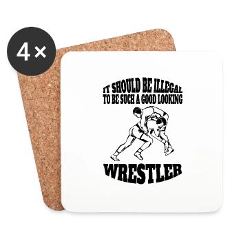 Wrestling Funny Wrestling Gift Wrestling Saying - Coasters (set of 4) - white - Front