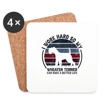 Arbeiten Sie Hart - Retro Wheaten Terrier - Untersetzer (4er-Set) - Weiß - Vorne