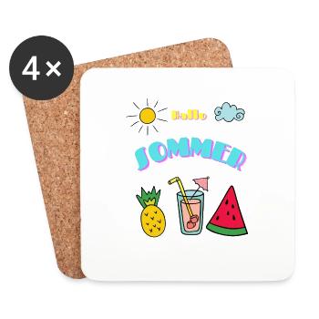 Summer Vibes Paradise Summer Sun Holiday Beach - Coasters (set of 4) - white - Front