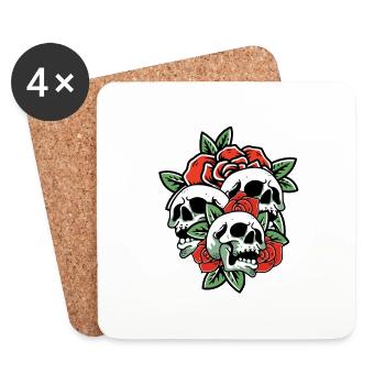 Skull Flower Death Grave Esthétique Dark Pattern - Dessous de verre (lot de 4) - blanc - Devant