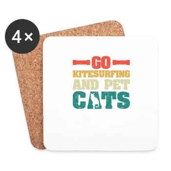 Go Kitesurfing Pet Cats Kitesurfer Cat - Coasters (set of 4) - white - Front