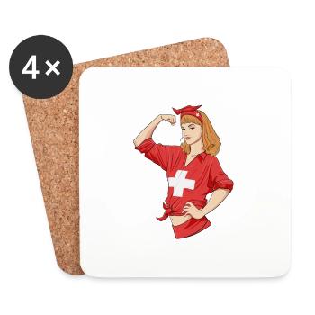 Fille suisse incassable I Héritage suisse I - Dessous de verre (lot de 4) - blanc - Devant