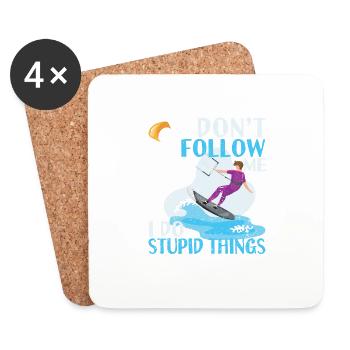 Don't Follow Me I Do Stupid Things Kiteboarding - Untersetzer (4er-Set) - Weiß - Vorne