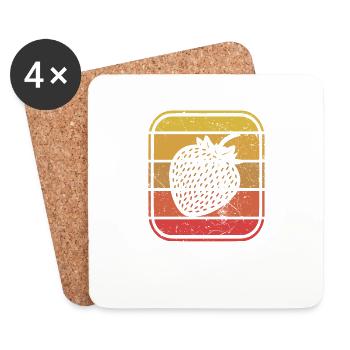 Strawberry Fruit Lover Retro Healthy Gift idea - Untersetzer (4er-Set) - Weiß - Vorne