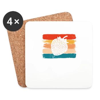 Strawberry Fruit Lover Retro Healthy Gift idea - Untersetzer (4er-Set) - Weiß - Vorne