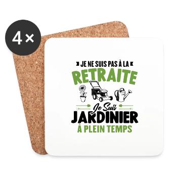 Je Ne Suis Pas À La Retraite Je Suis Jardinier - Dessous de verre (lot de 4) - blanc - Devant