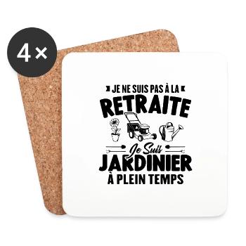 Je Ne Suis Pas À La Retraite Je Suis Jardinier - Dessous de verre (lot de 4) - blanc - Devant