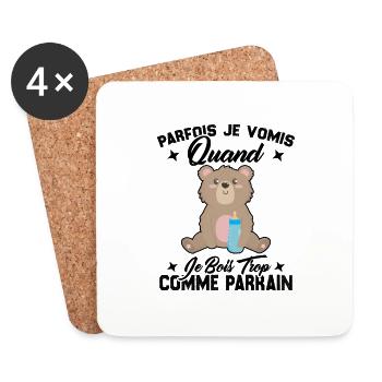 Parfois je vomis quand je bois trop comme parrain - Dessous de verre (lot de 4) - blanc - Devant