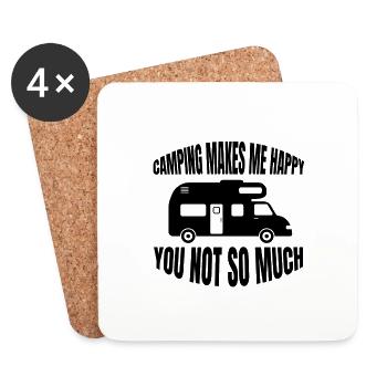 Camping Gift Motorhome Camp Camping Caravan - Coasters (set of 4) - white - Front