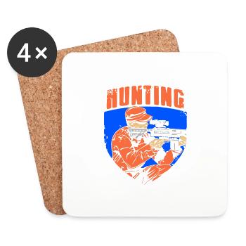 Vintage Hunting Designs Awesome Hunter T-Shirt - Coasters (set of 4) - white - Front