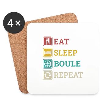 Eat Sleep Boule Repeat Boccia Sayings Jokes - Coasters (set of 4) - white - Front