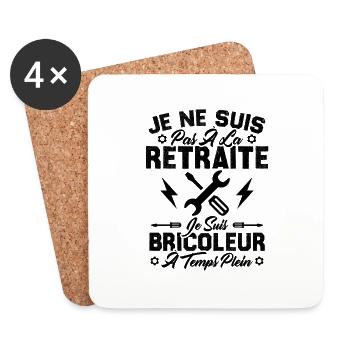 Pas à la retraite je suis bricoleur à temps plein - Dessous de verre (lot de 4) - blanc - Devant
