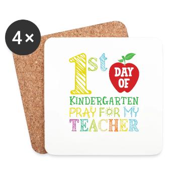 First Day Of Kindergarten Pray For My Teacher - Untersetzer (4er-Set) - Weiß - Vorne
