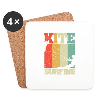 Kitesurfen Kiteboard Surfen Kiteboarding Kitesurf - Untersetzer (4er-Set) - Weiß - Vorne