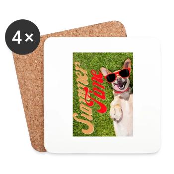 Summer Time lustiges Hunde Design - Untersetzer (4er-Set) - Weiß - Vorne
