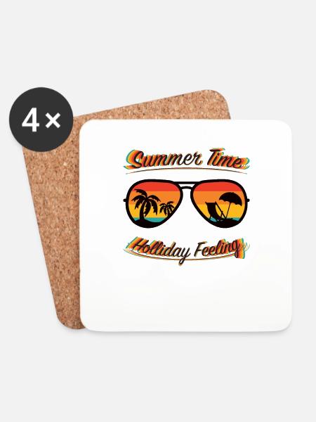 Summer Time - Holiday Feeling - Coasters (set of 4) - white
