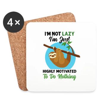 Chillendes Faultier highly motivated to do NOTHING - Untersetzer (4er-Set) - Weiß - Vorne