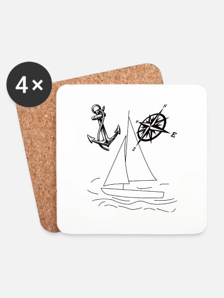 Sailing Dinghy Water - Coasters (set of 4) - white