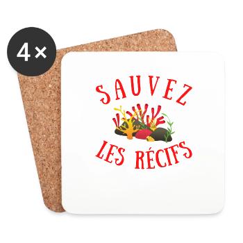 SAUVEZ LES RÉCIFS - CORAIL ROUGE - Dessous de verre (lot de 4) - blanc - Devant