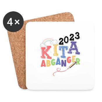 Kita Abgänger 2023 Kindergarten Geschenk - Untersetzer (4er-Set) - Weiß - Vorne