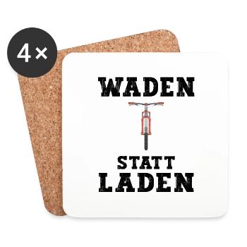 Waden statt Laden - Anti Ebike Mountainbiken - Untersetzer (4er-Set) - Weiß - Vorne