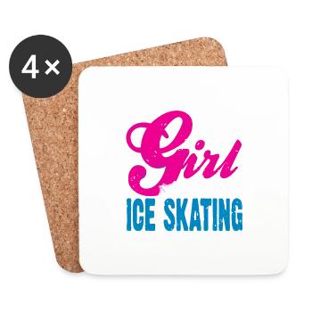 Just A Girl Who Loves Ice Skating Vintage Tee - Untersetzer (4er-Set) - Weiß - Vorne
