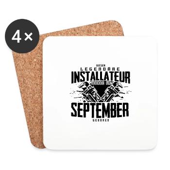 Legendärer Installateur im September geboren - Untersetzer (4er-Set) - Weiß - Vorne