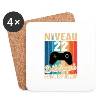 22 Ans 2001 Anniversaire Cadeau Citation Gamer - Dessous de verre (lot de 4) - blanc - Devant