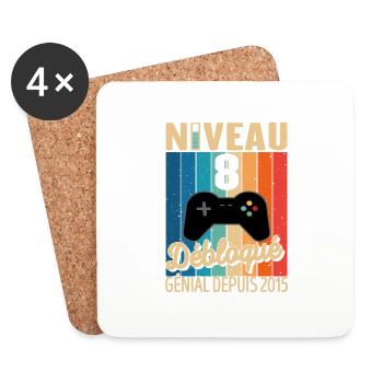 8 Ans 2015 Anniversaire Cadeau Citation Gamer - Dessous de verre (lot de 4) - blanc - Devant
