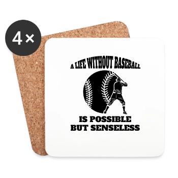 Cadeau de baseball Amateur de baseball Jeu de baseball - Dessous de verre (lot de 4) - blanc - Devant