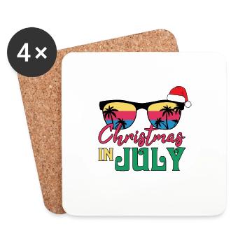 Lustiger Sommer Strandurlaub Weihnachten im Juli - Untersetzer (4er-Set) - Weiß - Vorne