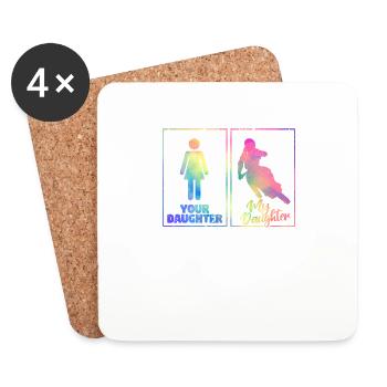 Drôle de motocross Maman Papa Parents Votre Fille - Dessous de verre (lot de 4) - blanc - Devant