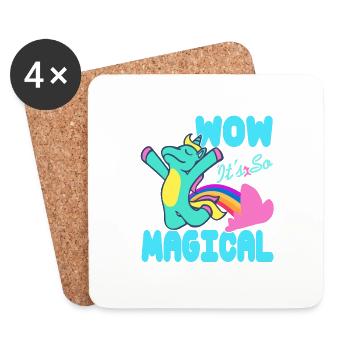 WOW C’est tellement magique Génial Licorne T-Shirt - Dessous de verre (lot de 4) - blanc - Devant