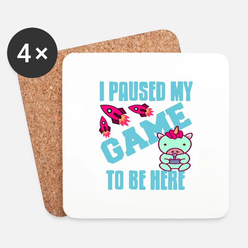 I Paused My Game To Be Here Funny Unicorn Tee - Untersetzer (4er-Set) - Weiß