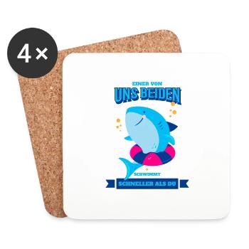 Schwimmen Lernen Einer Von Uns Beiden Schwimmt - Untersetzer (4er-Set) - Weiß - Vorne