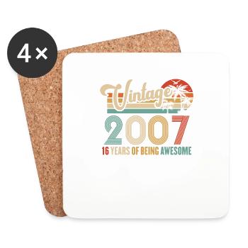 Vintage Année 2007 Anniversaire 16 Ans Idée Cadeau - Dessous de verre (lot de 4) - blanc - Devant