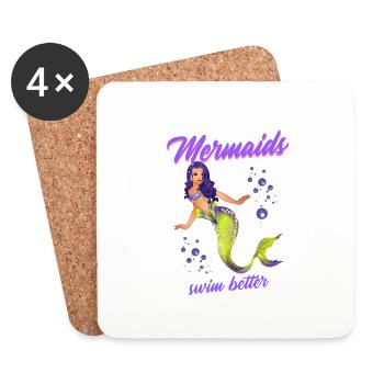 Schwimmen Spruch Lustig Mermaids Swim Better - Untersetzer (4er-Set) - Weiß - Vorne