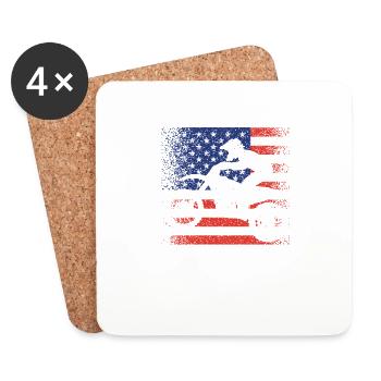 Braaap Vintage USA Drapeau Américain Dirt Bike - Dessous de verre (lot de 4) - blanc - Devant