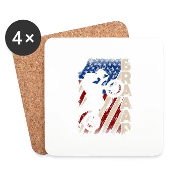 Braaap Vintage USA Drapeau Américain Dirt Bike - Dessous de verre (lot de 4) - blanc - Devant