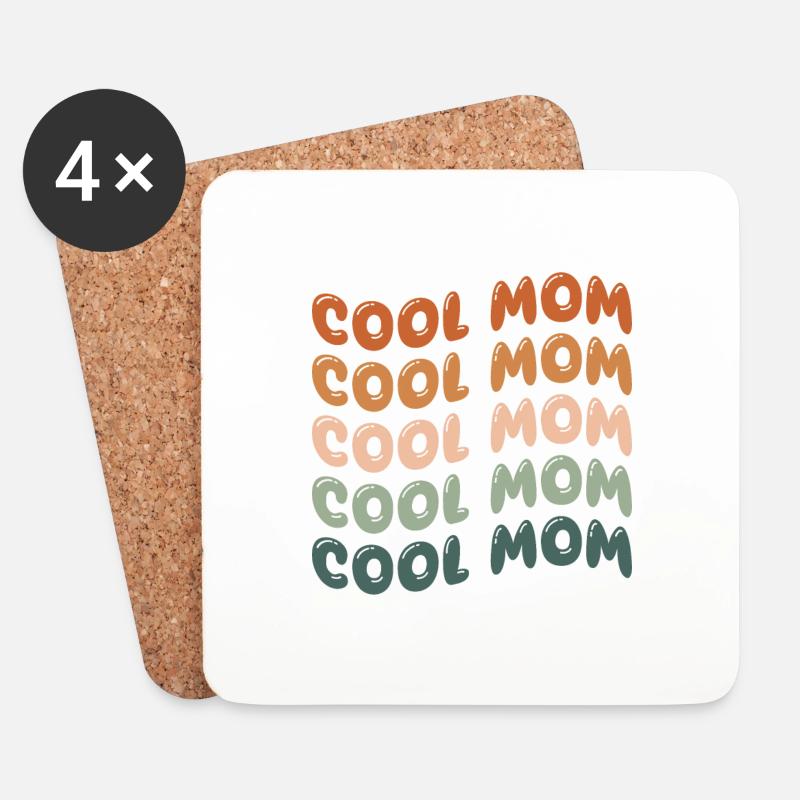 Cool Mom - Untersetzer (4er-Set) - Weiß
