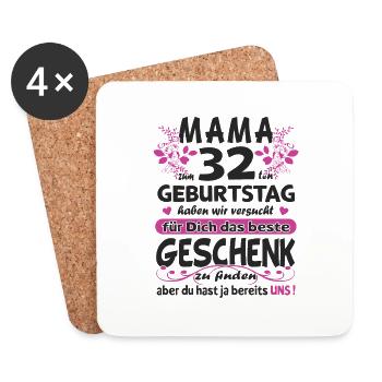 32. Geburtstag Sprüche lustig Frauen - Untersetzer (4er-Set) - Weiß - Vorne