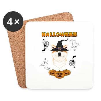 Happy Halloween I Dog Lover I Akita Inu - Coasters (set of 4) - white - Front