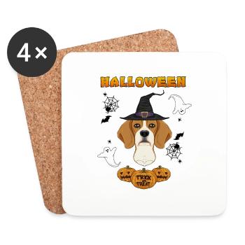 Happy Halloween I Dog Lover I Beagle - Untersetzer (4er-Set) - Weiß - Vorne