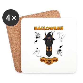 Happy Halloween I Dog Lover I Doberman - Coasters (set of 4) - white - Front