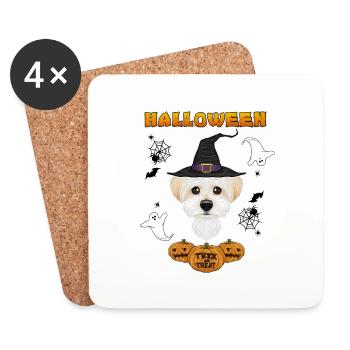 Happy Halloween I Dog Lover I Maltese - Coasters (set of 4) - white - Front