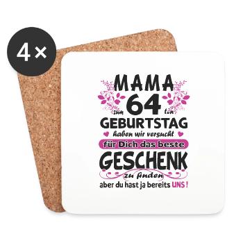 64. Geburtstag Sprüche lustig Frauen - Untersetzer (4er-Set) - Weiß - Vorne