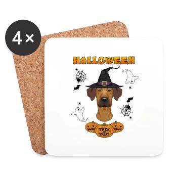 Happy Halloween I Dog Lover I Rhodesian Ridgeback - Coasters (set of 4) - white - Front