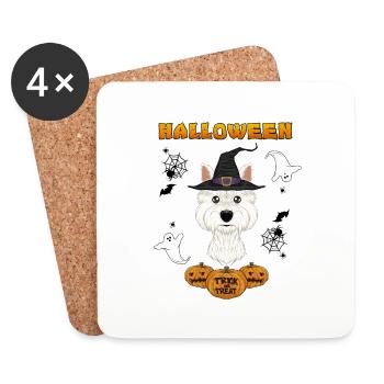 Happy Halloween I Dog Lover I West Highland - Untersetzer (4er-Set) - Weiß - Vorne