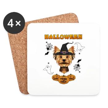 Happy Halloween I Dog Lover I Yorkshire Terrier - Untersetzer (4er-Set) - Weiß - Vorne