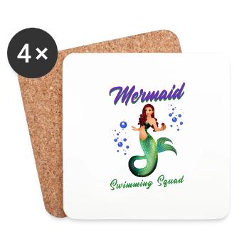 Meerjungfrauen Schwimmen Spruch Mermaid Swimming - Untersetzer (4er-Set) - Weiß - Vorne